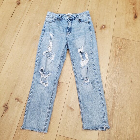 Rampage Distressed Womens Jeans Size 27 Vintage Wash Ankle Straight High Rise - Picture 1 of 11